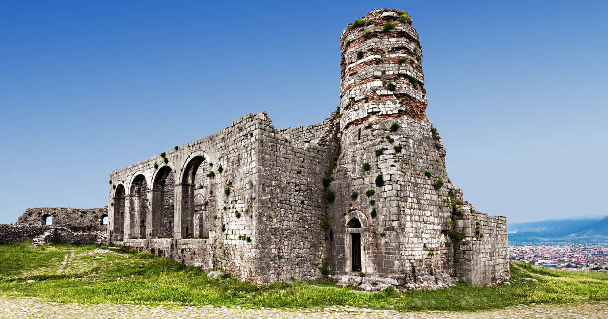 Ruins of Rozafa Castle in Shkoder, Albania